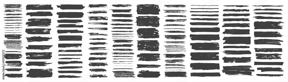 Set of hand drawn grunge black brush strokes, isolated on white background. Set of hand drawn grunge black brush strokes, isolated on white background.