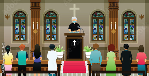 Priests and citizens were required to wear masks to prevent COVID 19 when attending church.
