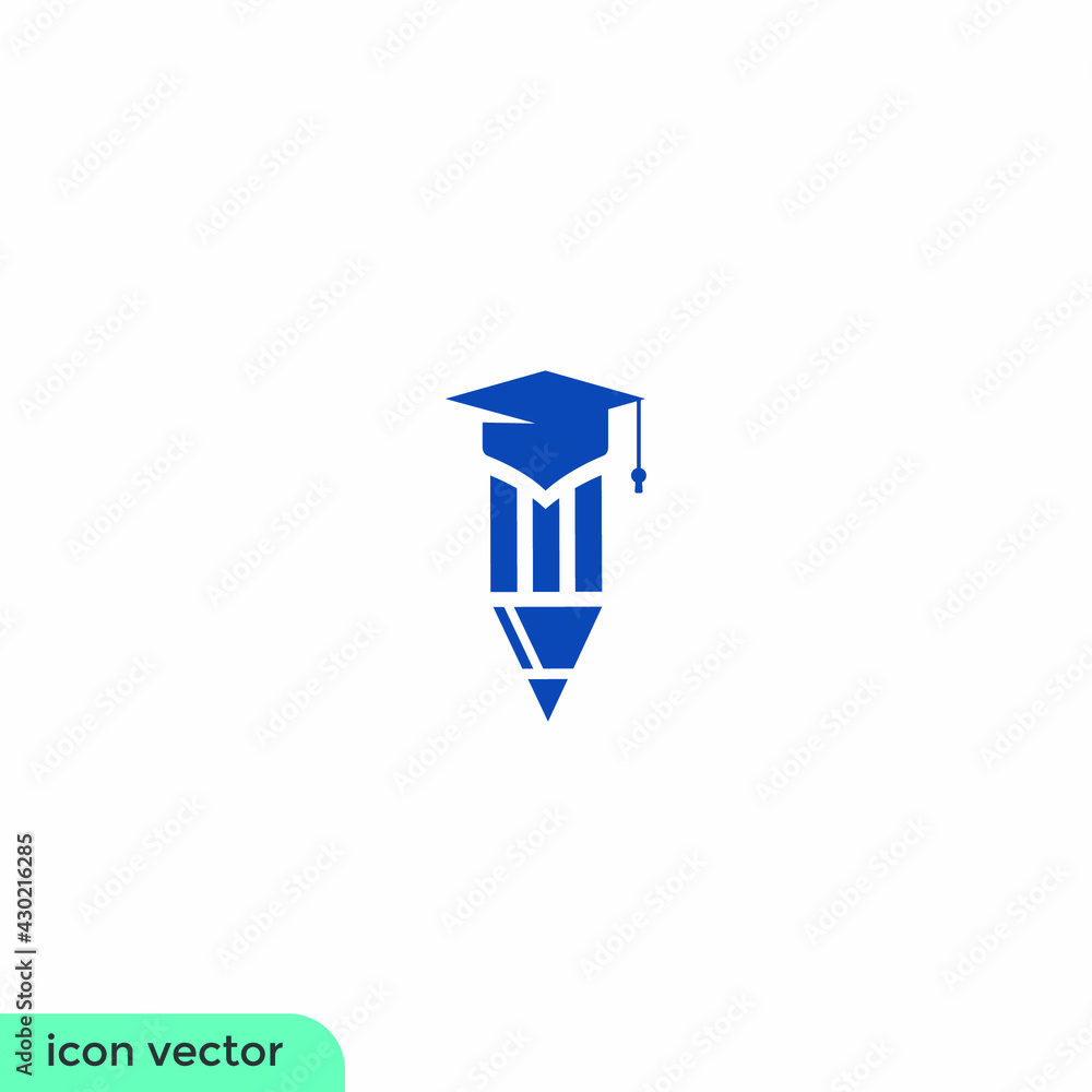 graduation hat icon pencil shaped vector illustration logo template