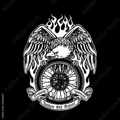 vector of eagle hold tyre of custom motorcycle