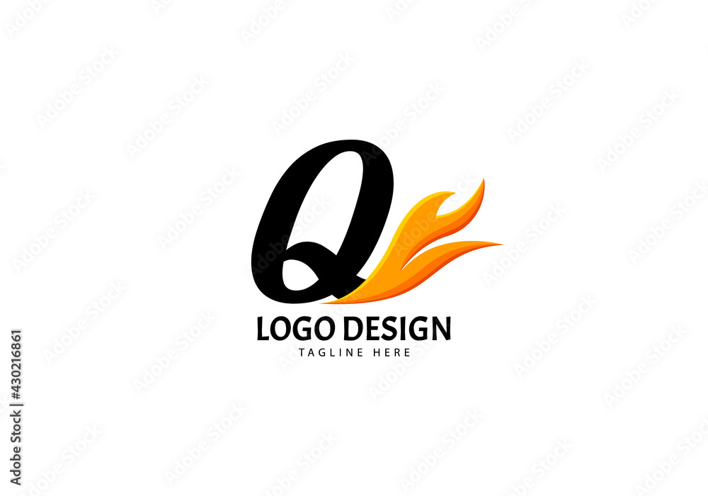 Fototapeta premium Letter Q Fire Logo for Brand or Company, Concept Minimalist.