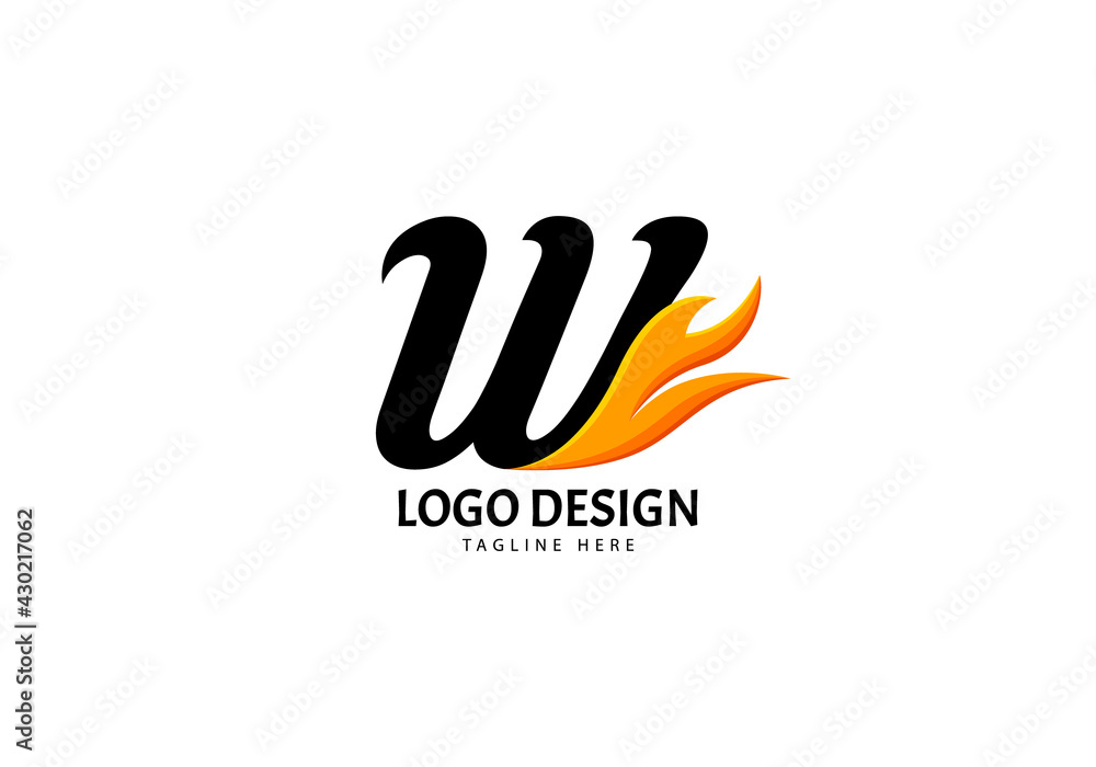 Fototapeta premium Letter W Fire Logo for Brand or Company, Concept Minimalist.