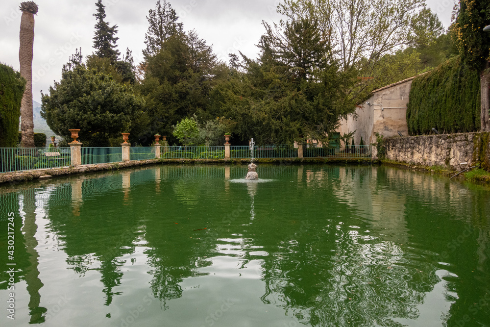 Water pond in the Garden of Santos de Penáguila, Alicante (Spain)
