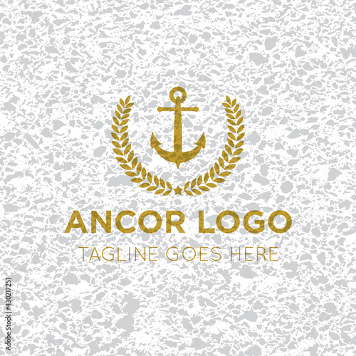 anchor logo and icon vector with texture mock up illustration design template