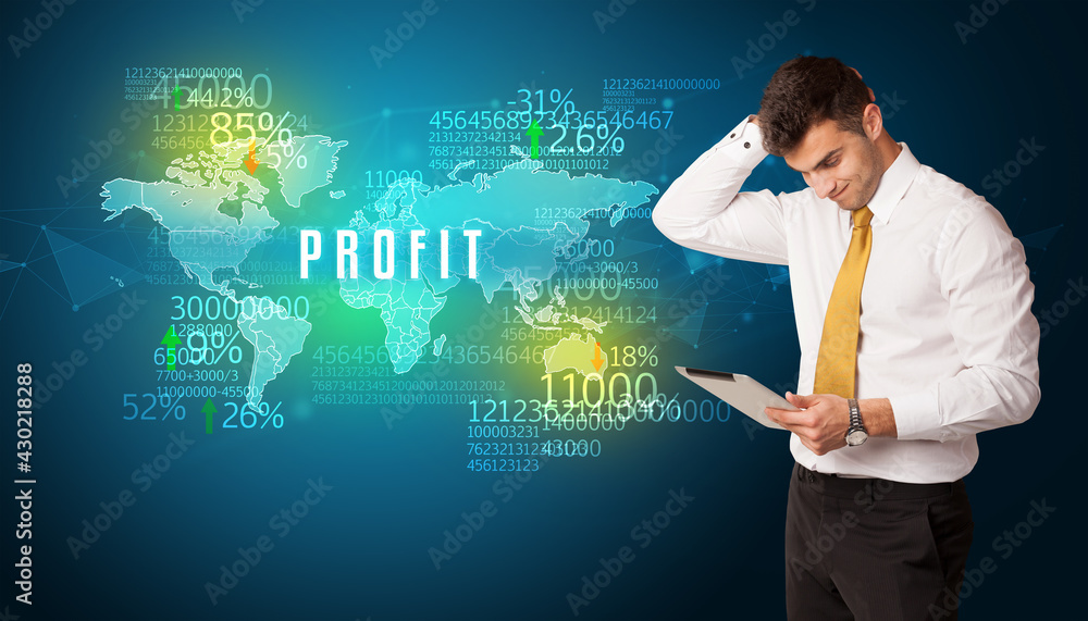 Businessman thinking about market concept Businessman thinking about market concept