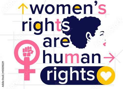 Women rights are human rights lettering