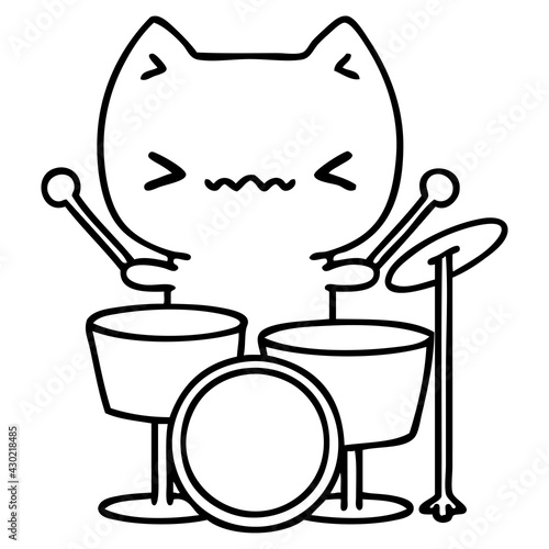 cartoon cat playing drums