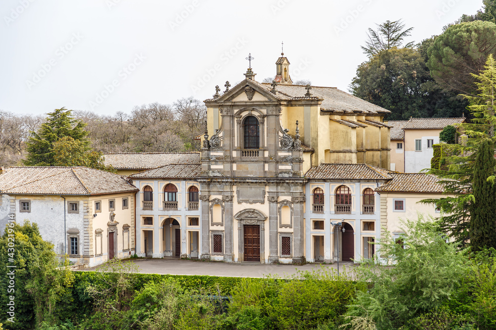Church of Santa Teresa Caprarola, built at the beginning of the 16th century, located in front of the Farnese Palace, also named Villa Farnese. Caprarola, Viterbo, northern Lazio, Italy