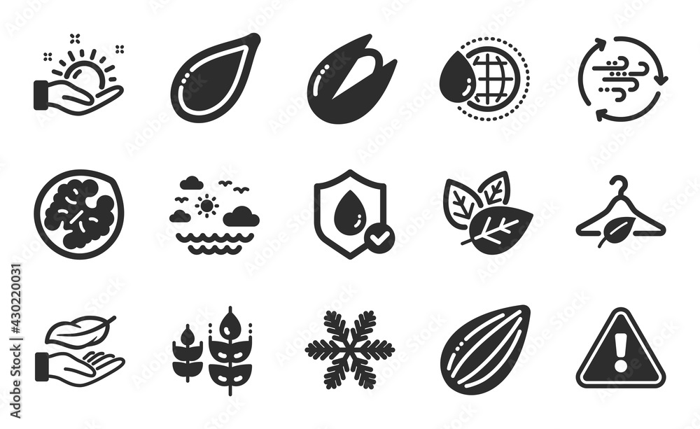Wind energy, Pistachio nut and Almond nut icons simple set. Snowflake, World water and Slow fashion signs. Lightweight, Pumpkin seed and Travel sea symbols. Flat icons set. Vector Wind energy, Pistachio nut and Almond nut icons simple set. Snowflake, World water and Slow fashion signs. Lightweight, Pumpkin seed and Travel sea symbols. Flat icons set. Vector