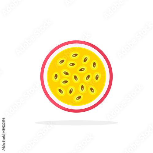 Half of passion fruit icon. Isolated object. Passion fruit logo. Vector illustration