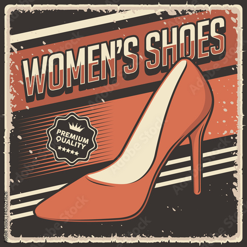 Retro Vintage Womens Shoes Poster Sign