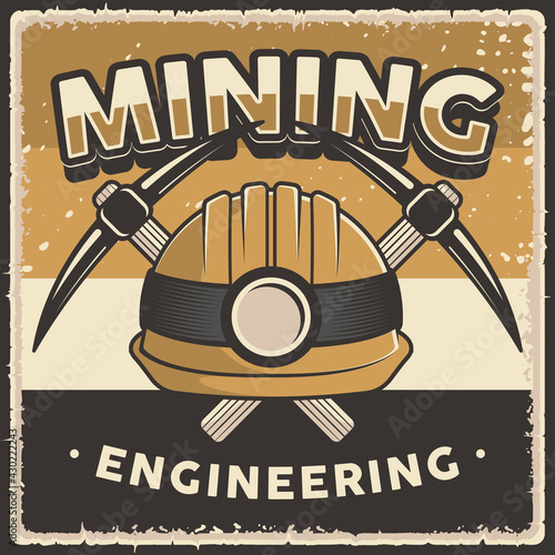 Retro Vintage Mining Engineering Poster Sign	