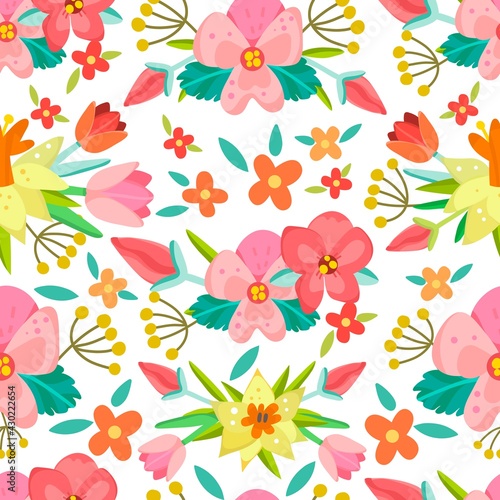 Beautiful floral seamless pattern. Bright illustration, can be used for creating card, invitation card for wedding,wallpaper and textile. 