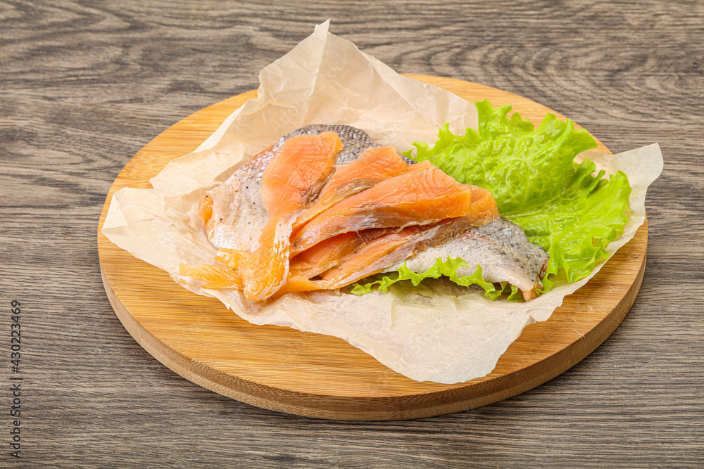 Sliced natural wild trout fillet Sliced natural wild trout fillet