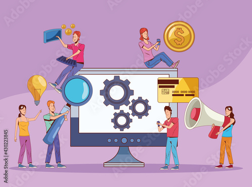 business people and icons