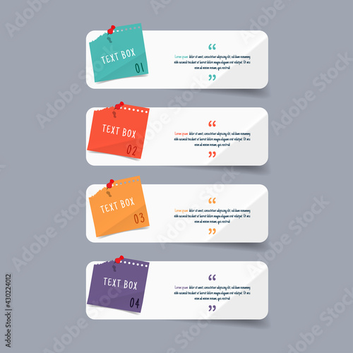 Text box design with note papers.	
