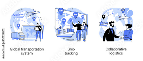International delivery service abstract concept vector illustrations.