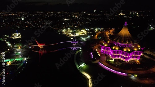 Kuching, Sarawak Malaysia - April 26 2021: The buildings, landmarks and scenery of Kuching city, capital of Sarawak, Borneo island.  photo