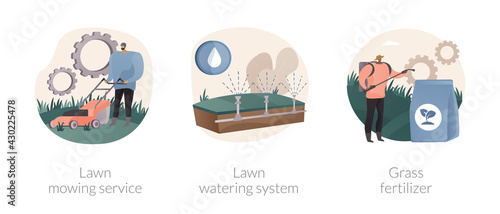 Gardening services abstract concept vector illustrations.