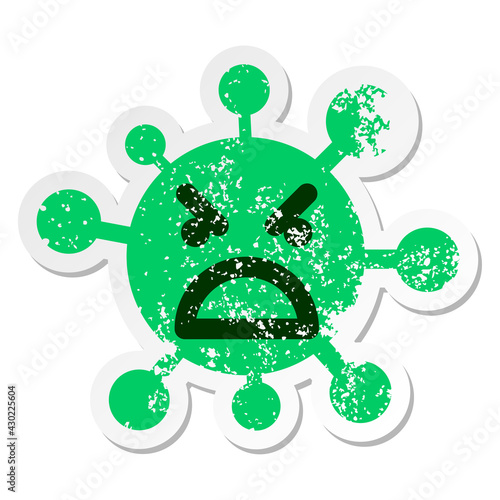 simple angry boss virus distressed sticker