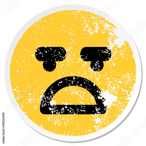 displeased face circular sticker