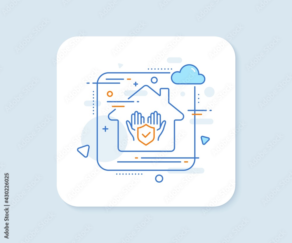 Insurance hands line icon. Abstract vector button. Risk coverage sign. Policyholder protection symbol. Insurance hand line icon. Home concept badge. Vector Insurance hands line icon. Abstract vector button. Risk coverage sign. Policyholder protection symbol. Insurance hand line icon. Home concept badge. Vector