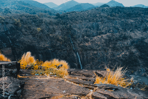 Picturesque landscape of the Duduma waterfalls in India on a sunny day photo