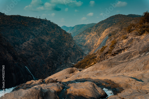 Picturesque landscape of the Duduma waterfalls in India on a sunny day photo