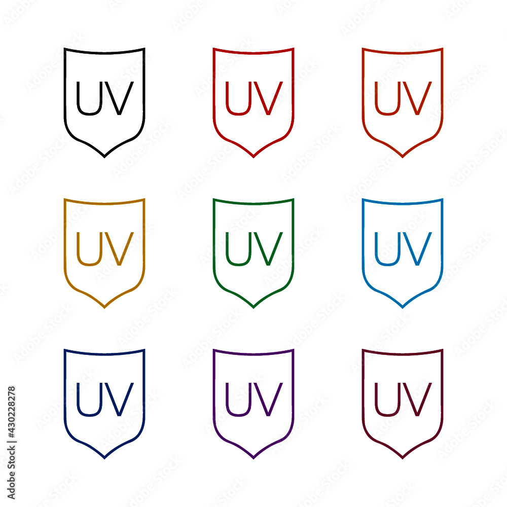 UV ray warning icon isolated on white background color set UV ray warning icon isolated on white background color set