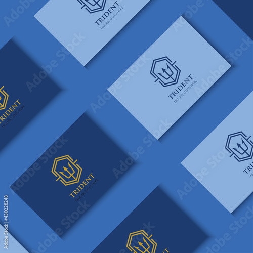 trident logo and icon vector with mockup illustration design template