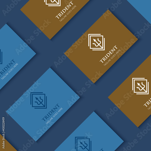 trident logo and icon vector with mockup illustration design template