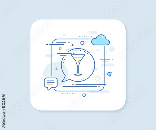 Martini glass line icon. Abstract square vector button. Wine glass sign. Martini glass line icon. Speech bubble concept. Vector