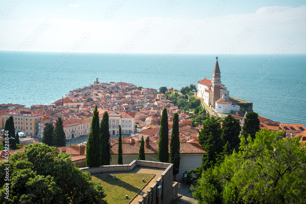 City near the sea   - Piran. Old historic town in the Slovenia. Best vacation.