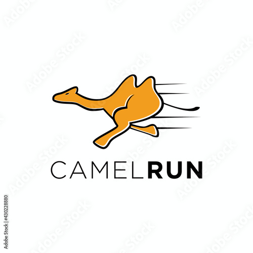 simple illustration camel run logo icon