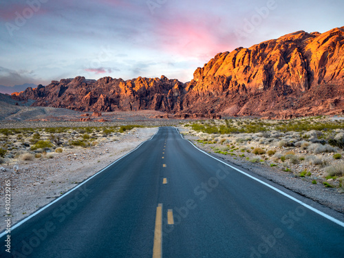 Photos Road through the sandstone rock formations in the Valley of  Fire State Park located in Southern Nevada near Las Vegas