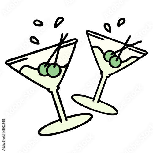 martini glasses clinking