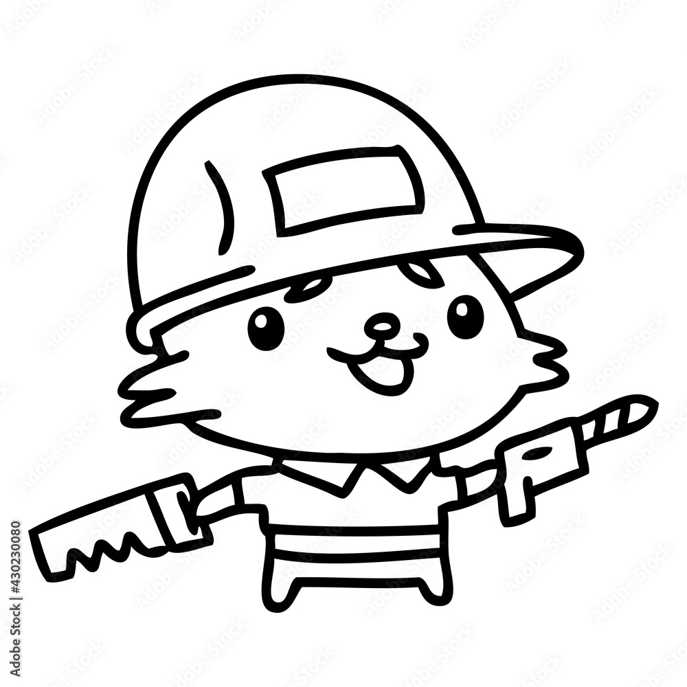 cat in work hat with tools cat in work hat with tools