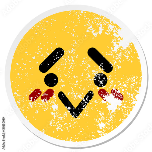 shy bird face circular sticker