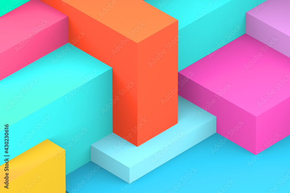 Abstract geometric cubic colorful background. isometric 3d render. Abstract geometric cubic colorful background. isometric 3d render.