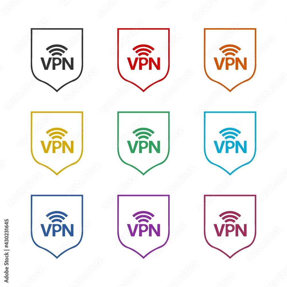 VPN icon isolated on white background color set VPN icon isolated on white background color set