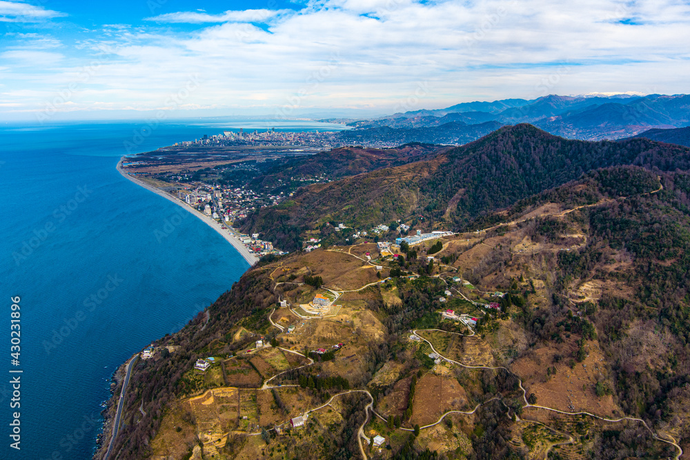 Beautiful view of the sea coast from a drone