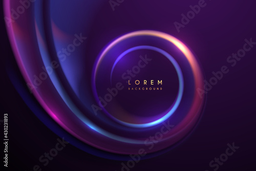Abstract neon light circle lines background