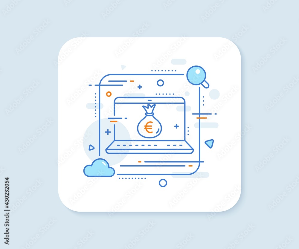 Money bag line icon. Abstract vector button. Cash Banking currency sign. Euro or EUR symbol. Money bag line icon. Laptop concept badge. Vector Money bag line icon. Abstract vector button. Cash Banking currency sign. Euro or EUR symbol. Money bag line icon. Laptop concept badge. Vector