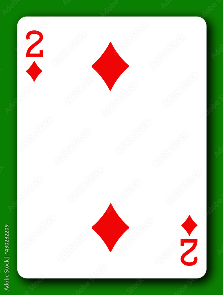 Obraz premium 2 Two Deuce of Diamonds playing card with clipping path to remove background and shadow 3d illustration