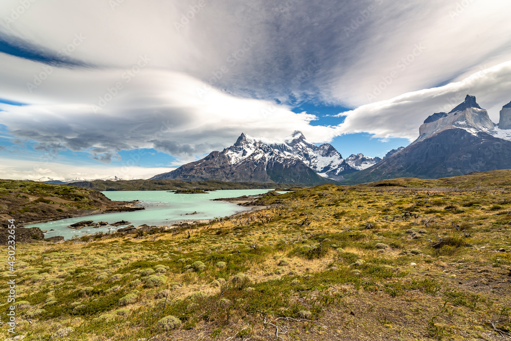 Salto Grande at Pehoe Lake, Torres del Paine Park, Chile Salto Grande at Pehoe Lake, Torres del Paine Park, Chile