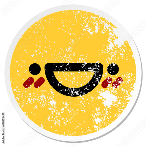 happy blushing face circular sticker