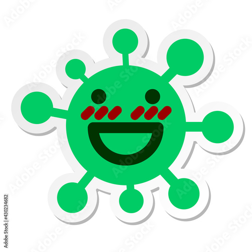 happy blushing virus sticker