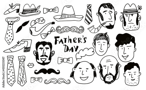 Set of  face men characters 2