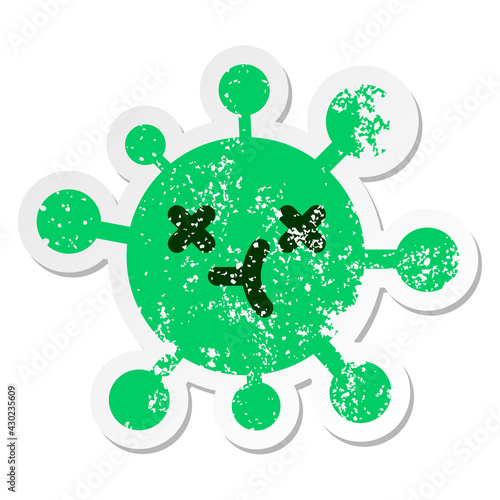 unsure cross eyed virus distressed sticker