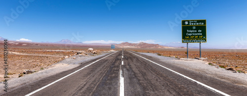 Tropic of Capricorn crossing sign, Route 23, Chile photo